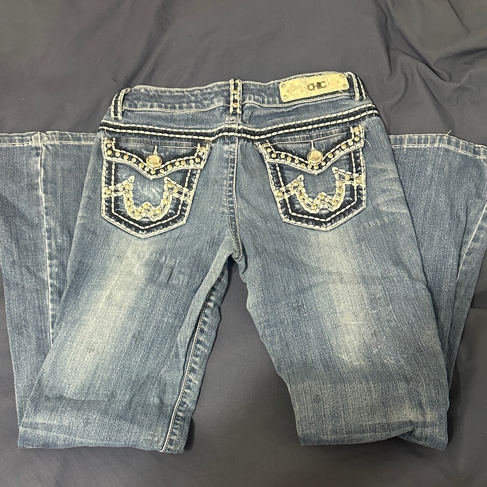 Women's Blue Embellished Jeans